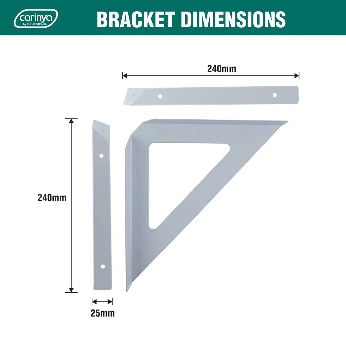 Carinya Triangle Stayed Bracket - 240mm - Powder Coated Steel - 100kg Load - Image 4