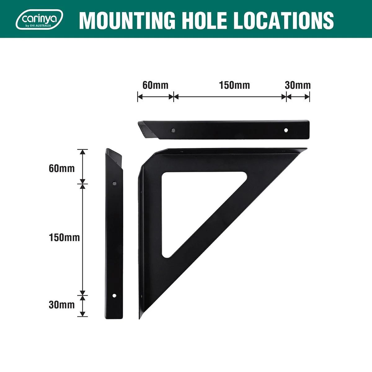 Carinya Triangle Stayed Bracket - 240mm - Powder Coated Steel - Black - Image 5