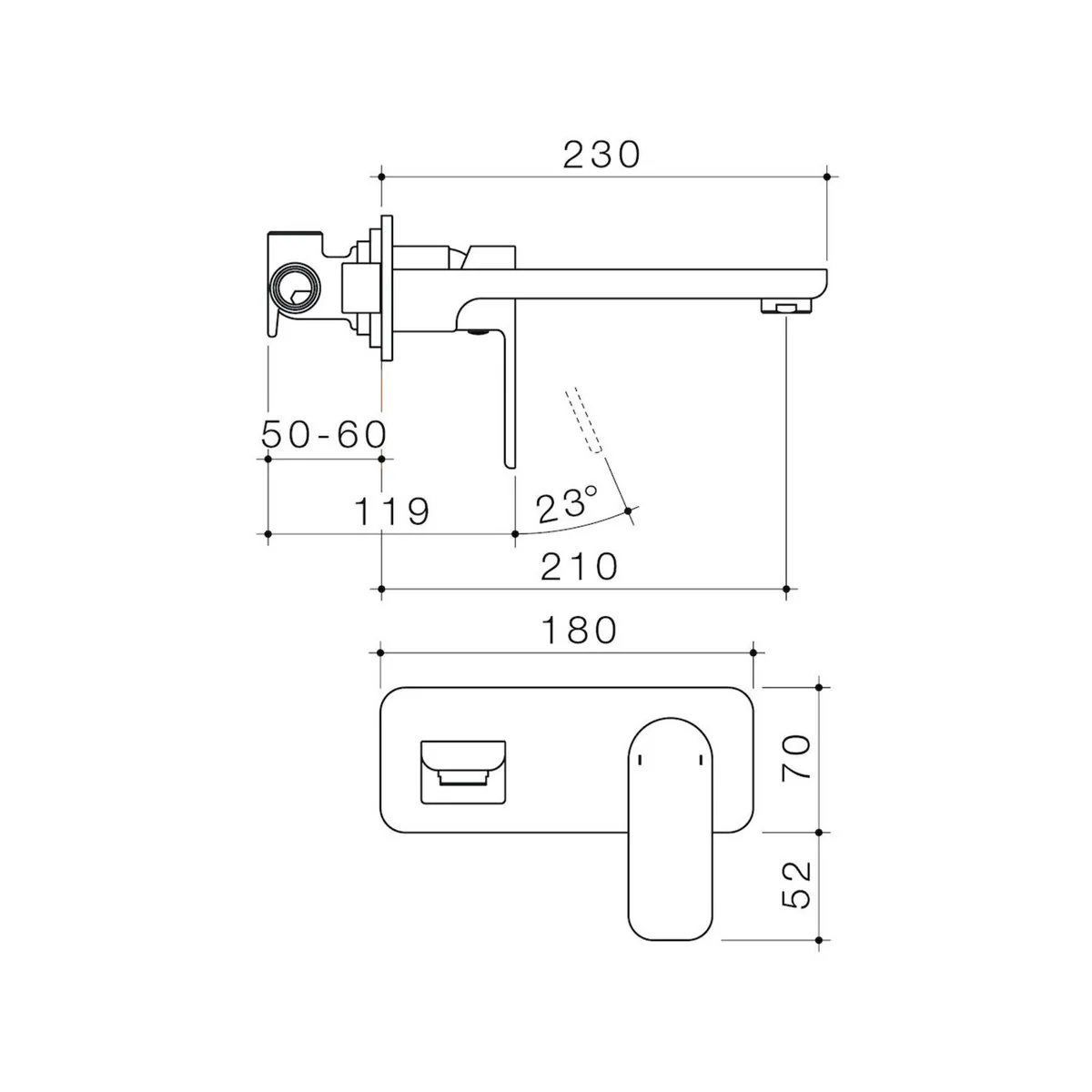 Caroma Chrome Luna Wall Basin Bath Mixer - Lead Free Brass - 180mm x 122mm x 210mm - Easy Clean Aerator - Image 2