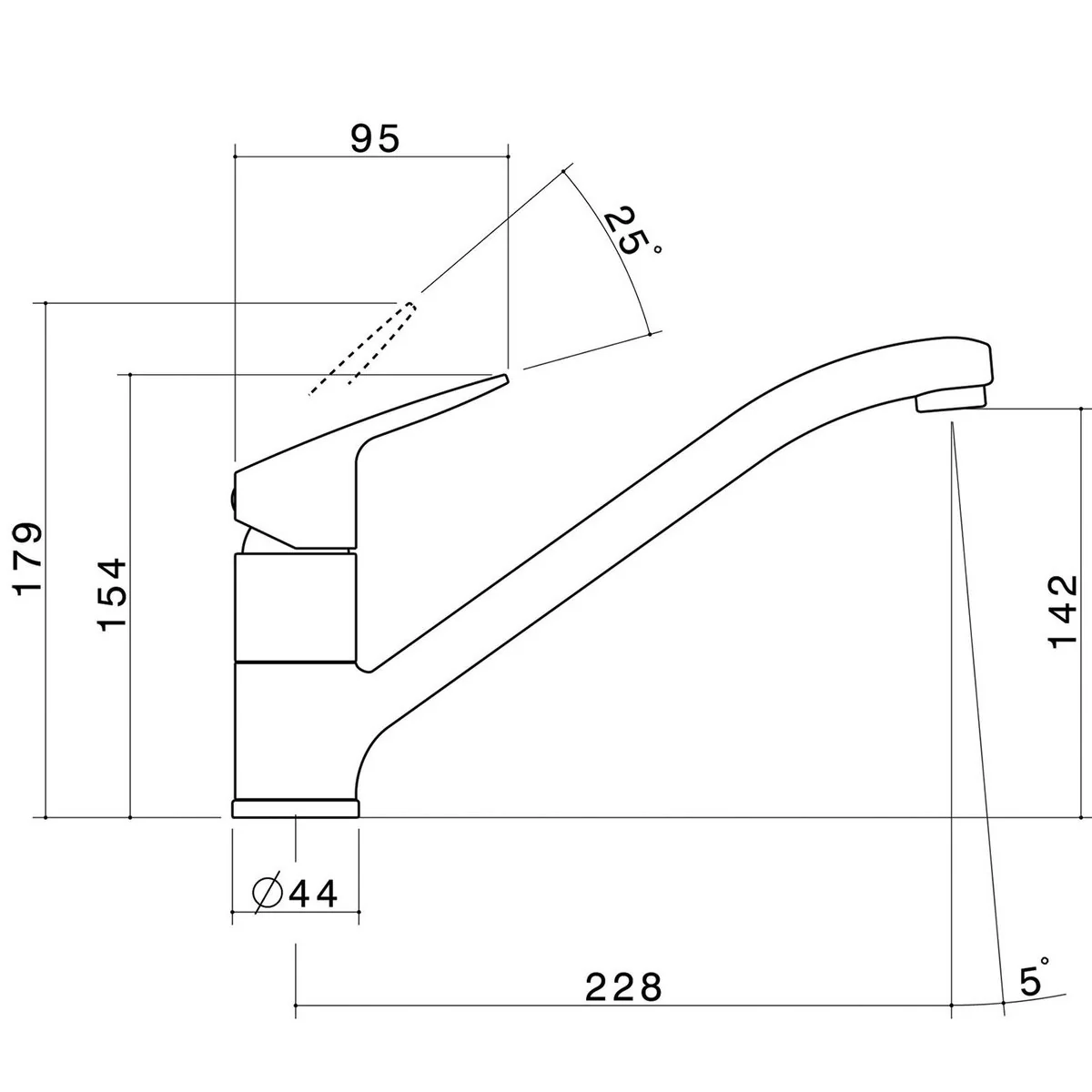 Caroma Chrome Sahara Sink Mixer - Lead-Free Brass - 40mm x 150mm x 228mm - Image 2
