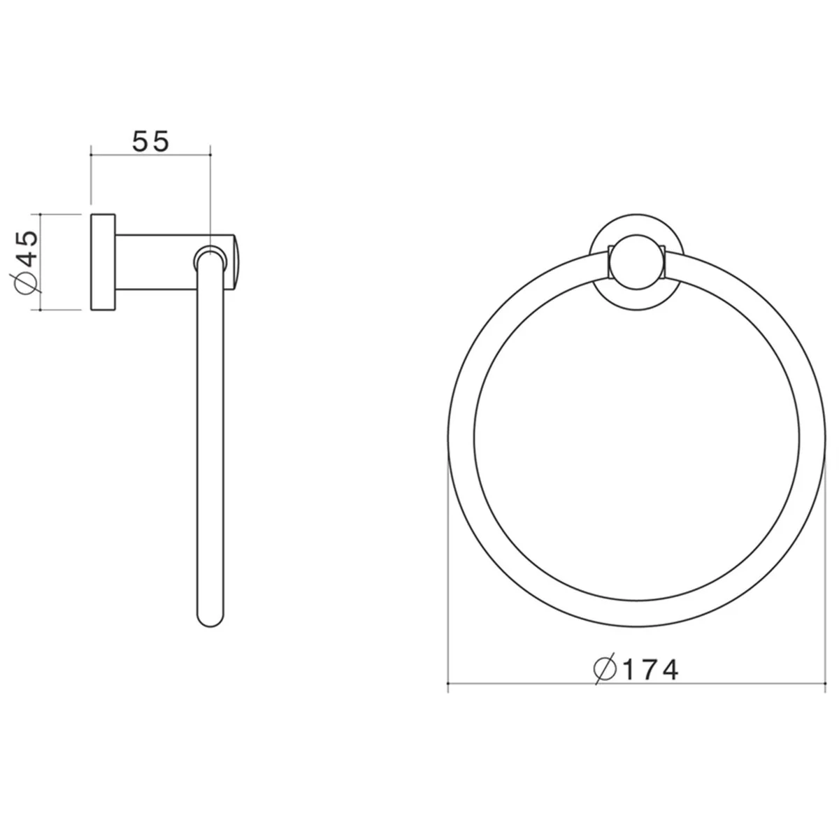 Caroma Cosmo Chrome Towel Ring - 174mm x 174mm x 55mm - Chrome - Image 2