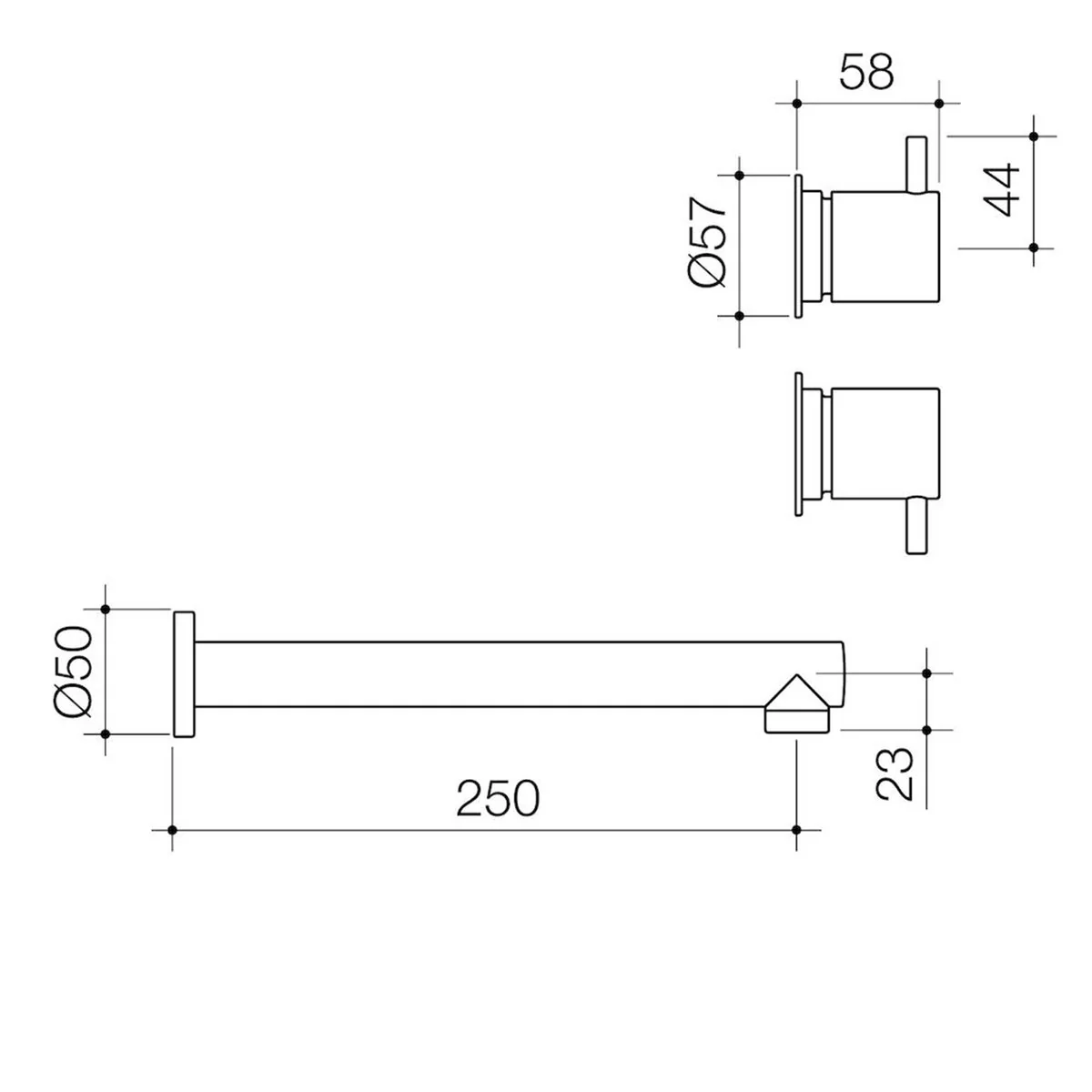 Caroma Luna Lever Bath Tap Set - 250mm - Brass - Water Saving - Image 2