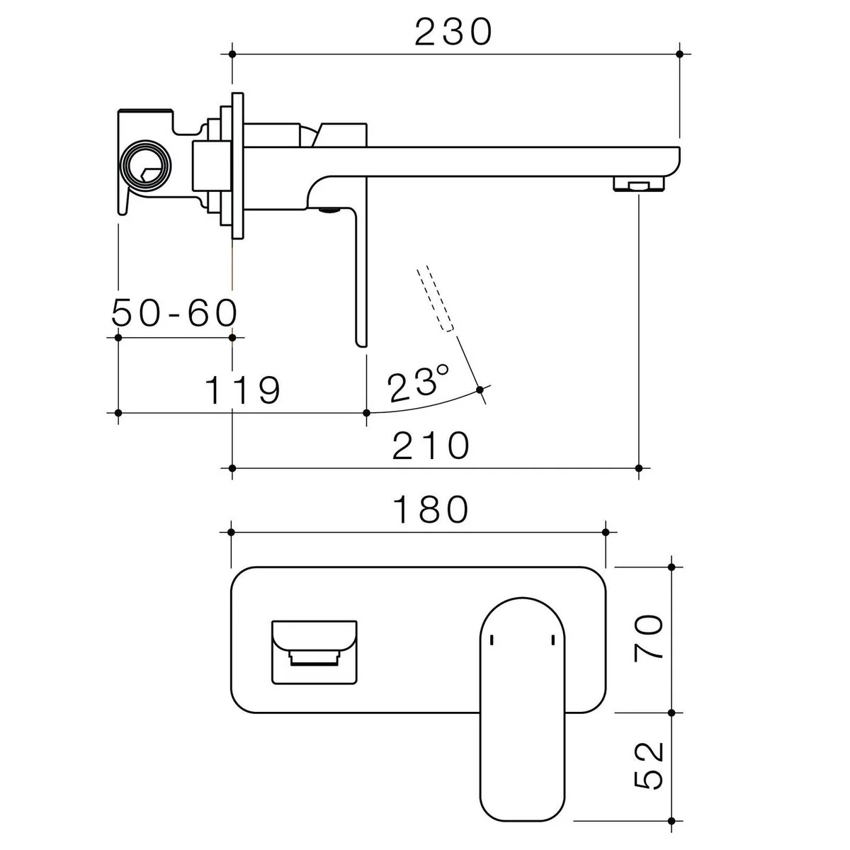 Caroma Luna Wall Basin Mixer - Lead Free Brass - 180mm x 122mm x 230mm - Satin Black - Water Efficient - Image 2