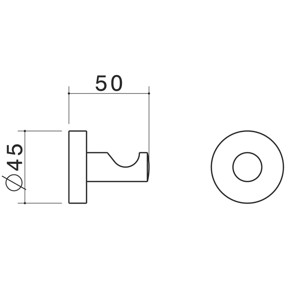 Caroma Robe Hook - 45mm - Polished Metal - Chrome Finish - Image 2