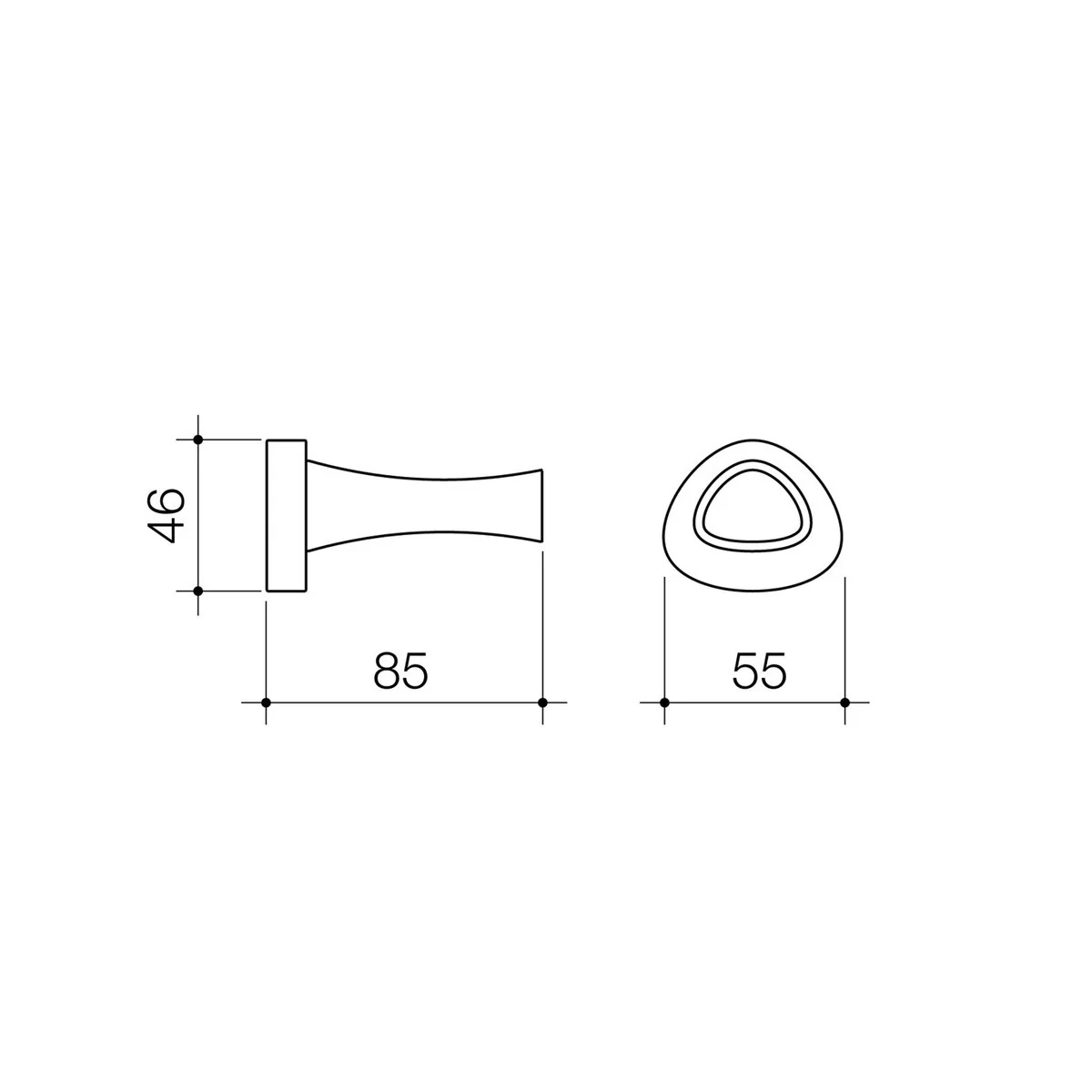 Caroma Robe Hook - 55mm x 46mm - Brass - Polished Chrome - Image 2
