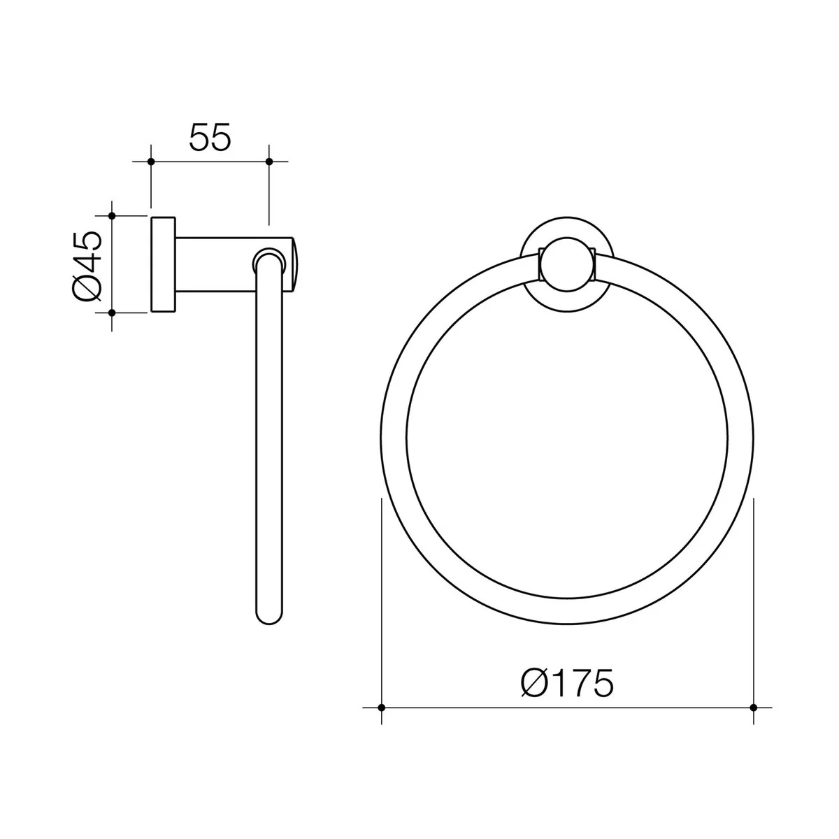 Caroma Matte Black Cosmo Towel Ring 175mm x 45mm x 55mm - Black - Image 2