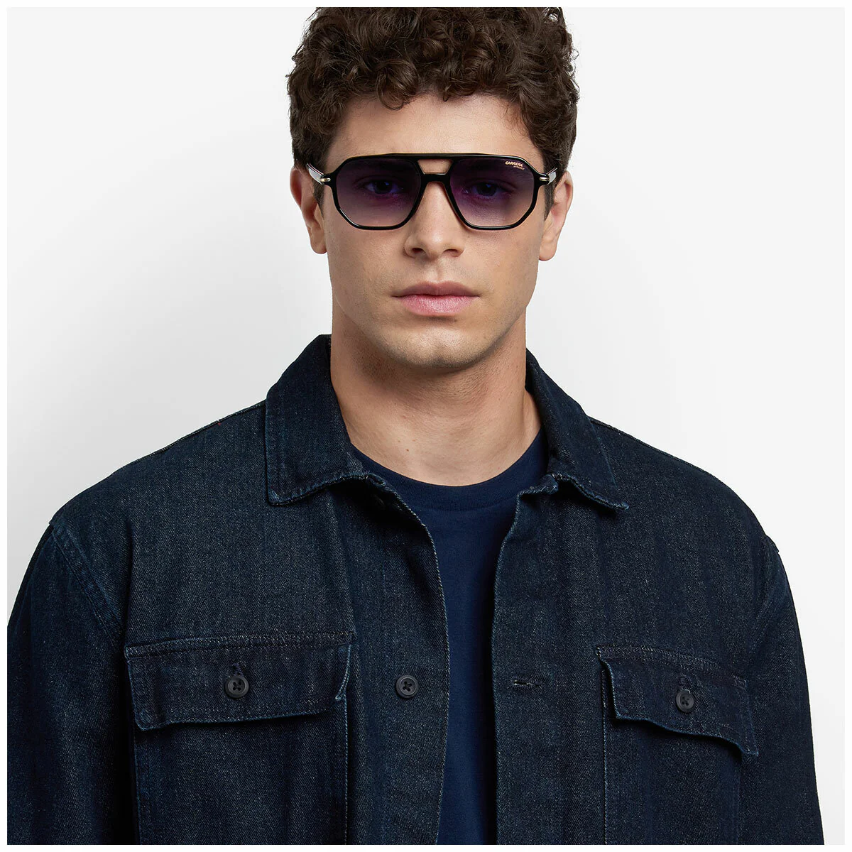 Carrera 341/S 2M2 Men's Stylish Acetate Sunglasses Black Gold Dark Blue - Image 6