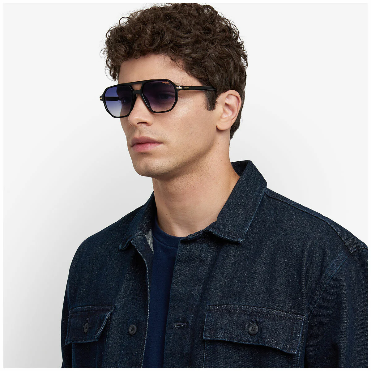 Carrera 341/S 2M2 Men's Stylish Acetate Sunglasses Black Gold Dark Blue - Image 7