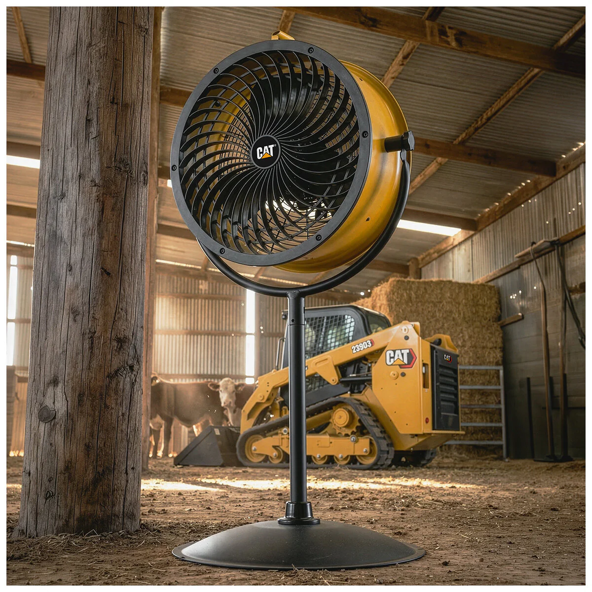 Caterpillar 46cm High Velocity Drum Pedestal Fan HVPD-18AC-OD Yellow - Image 2