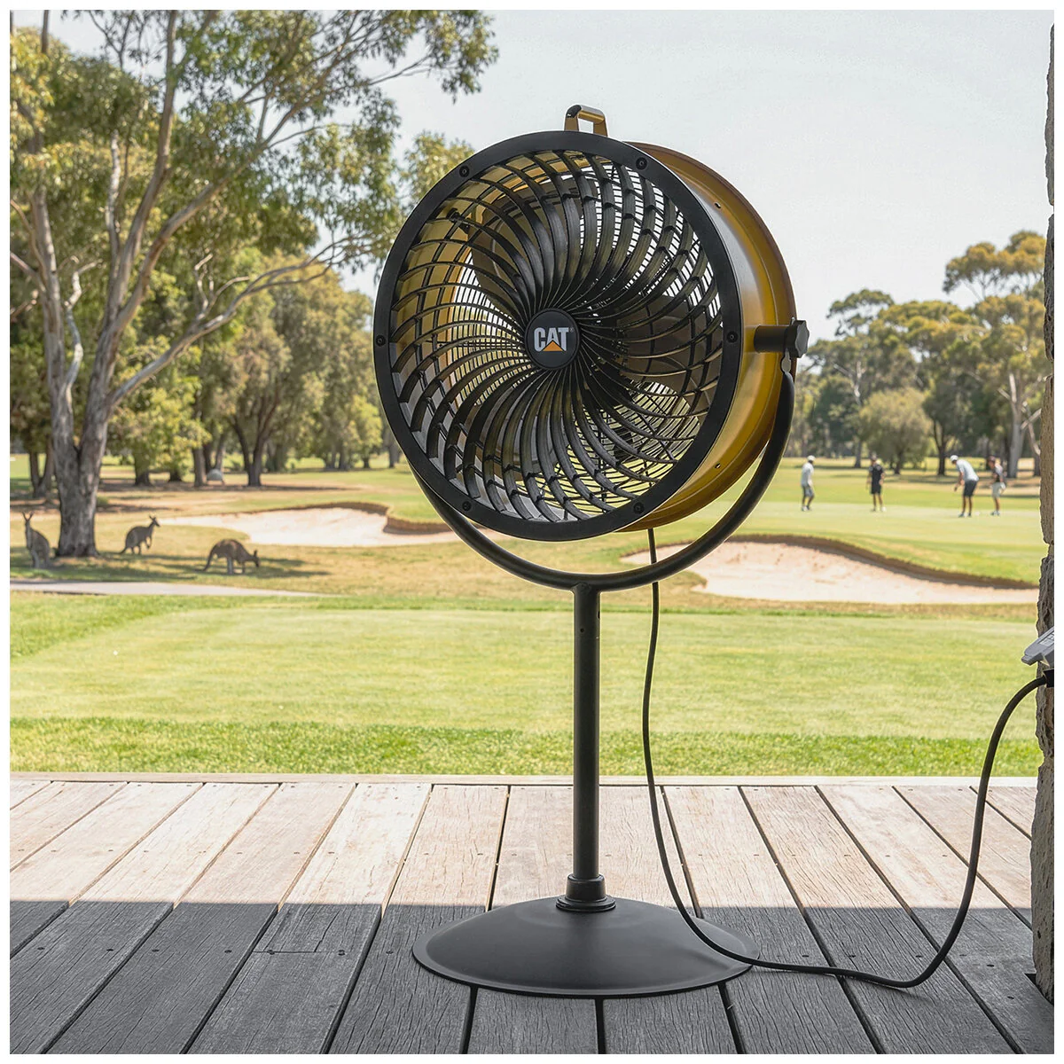 Caterpillar 46cm High Velocity Drum Pedestal Fan HVPD-18AC-OD Yellow - Image 5