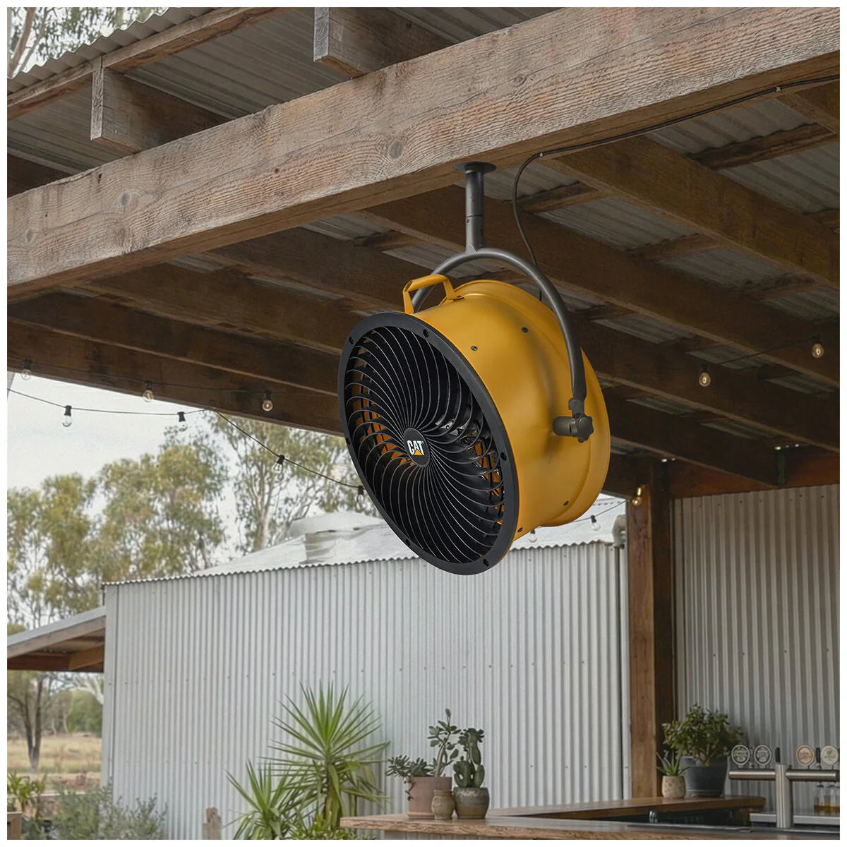 Caterpillar 46cm High Velocity Drum Pedestal Fan HVPD-18AC-OD Yellow - Image 7