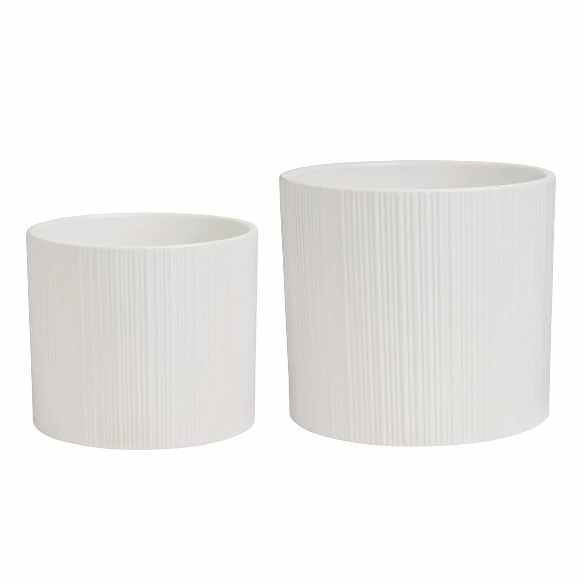 Ceramic Planters Set of 2 with Bamboo Stand White Capacity 5.5L & 3.3L - Image 3
