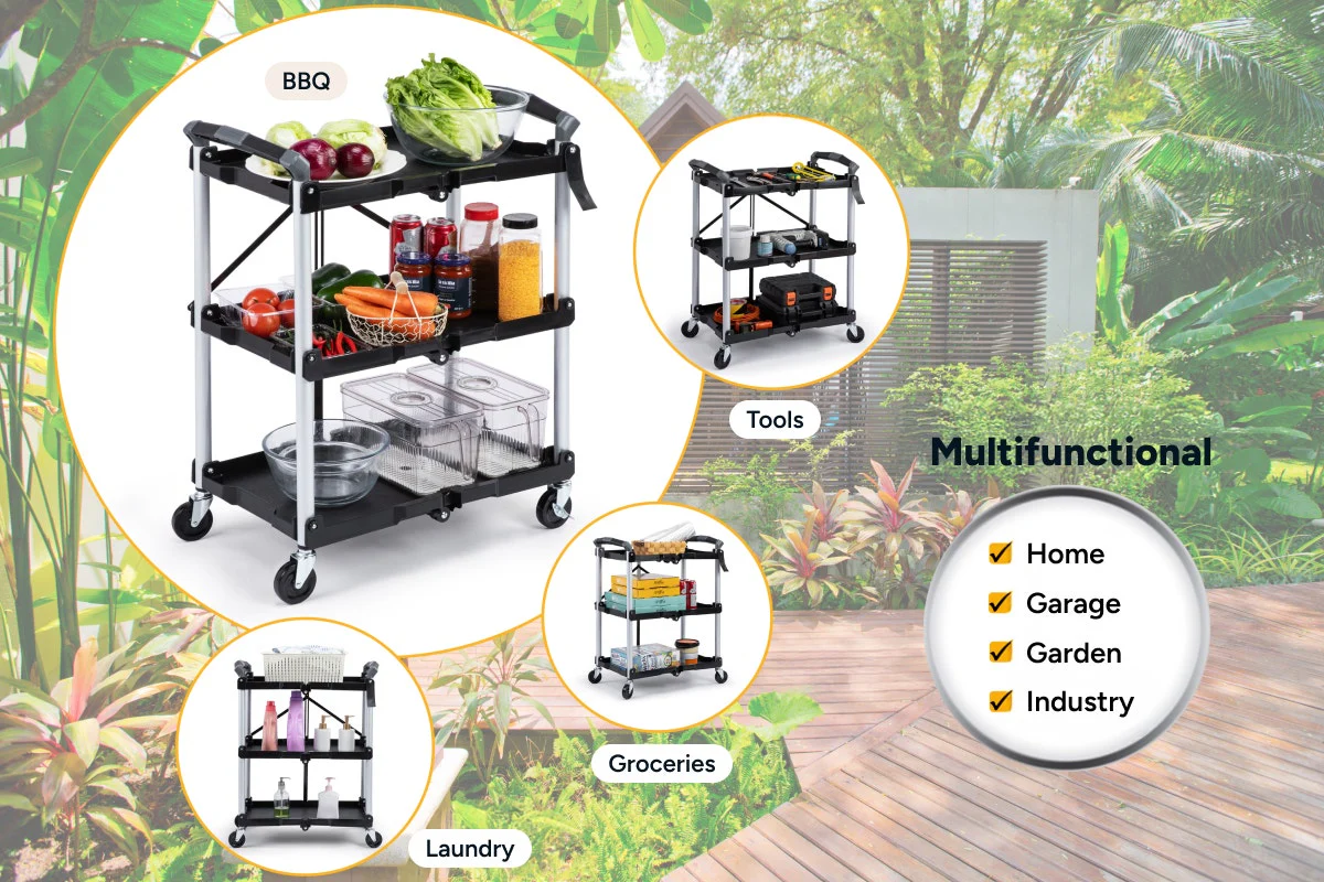Certa Foldable Utility Storage Cart 3 Tier 75kg Capacity - Image 4