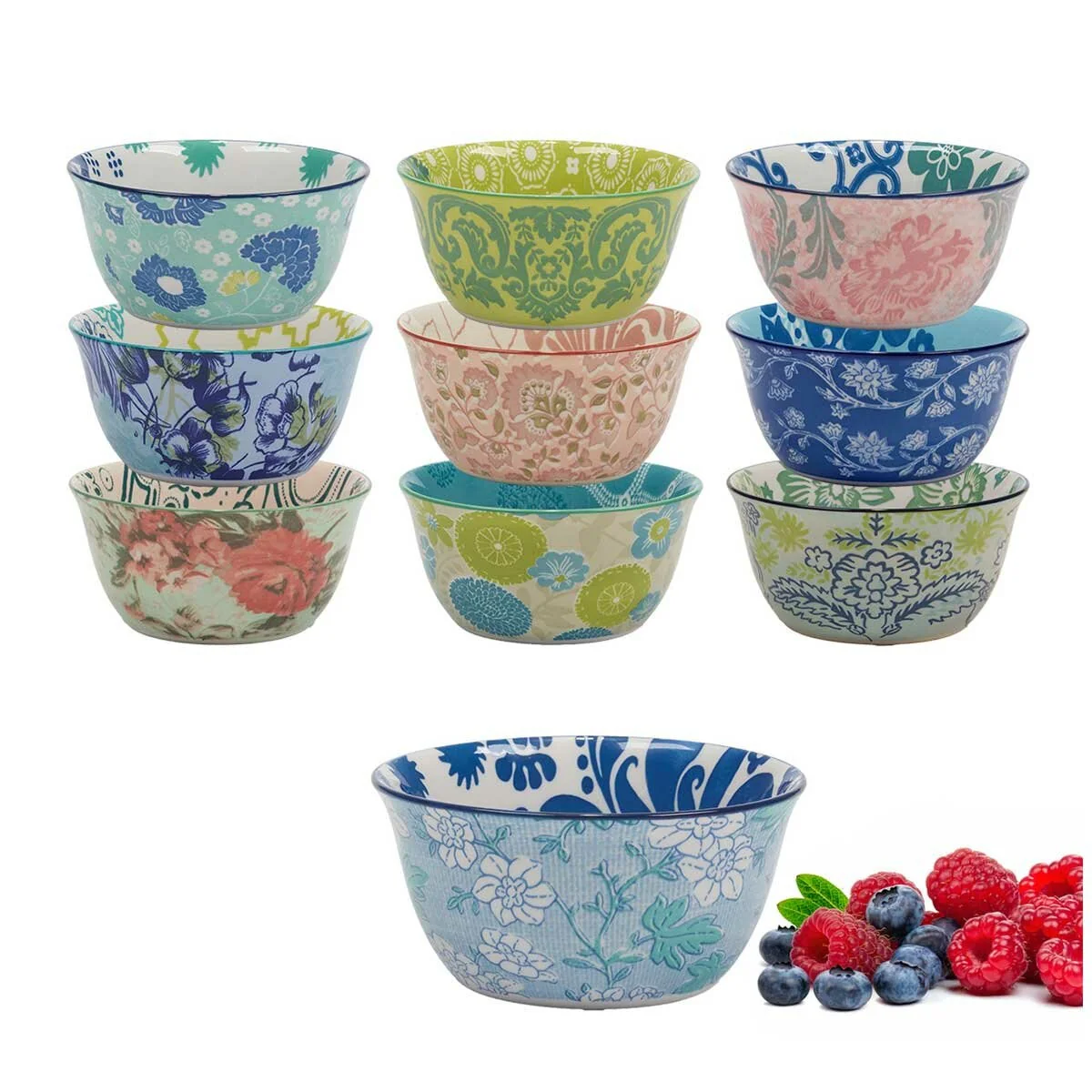 Provence Stoneware Bowls 10 Piece Set Dishwasher-Safe - Image 2