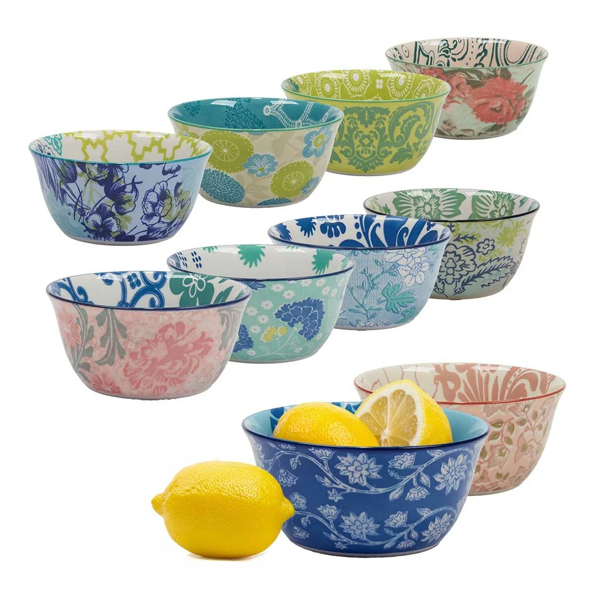 Provence Stoneware Bowls 10 Piece Set Dishwasher-Safe - Image 3