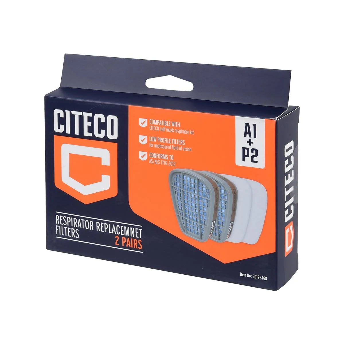 Citeco A1P2 Replacement Respirator Cartridges - 120mm x 60mm x 75mm - A1 Vapor & P2 Particle Protection
