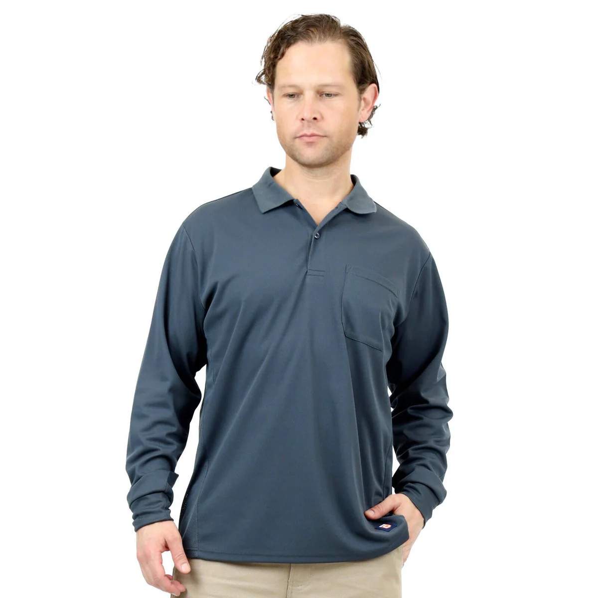 Citeco Grey Dry Fit Long Sleeve Polo Small - Lightweight - Breathable - Comfortable - Image 4