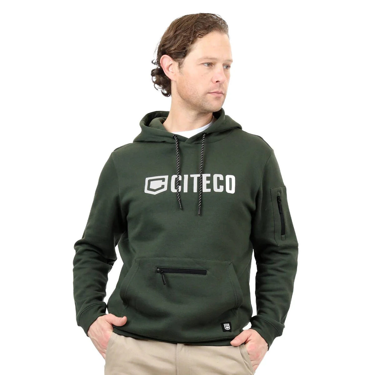Citeco Khaki Hoodie 2XL - Men's Work Hoodie - UPF 50+ Protection - Multiple Pockets - Image 2