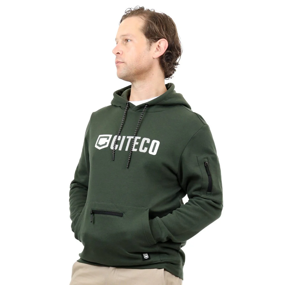 Citeco Khaki Hoodie 2XL - Men's Work Hoodie - UPF 50+ Protection - Multiple Pockets - Image 3