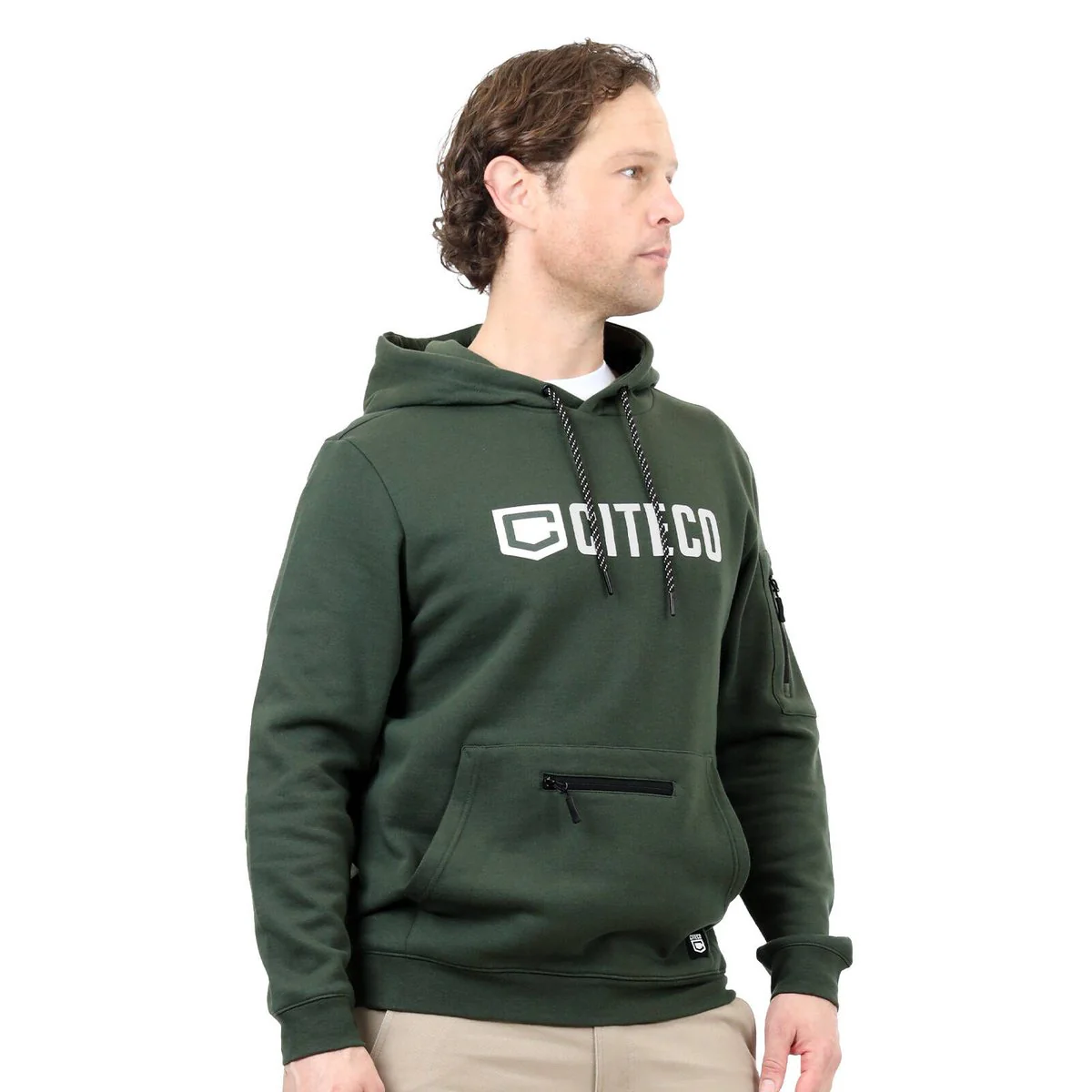 Citeco Khaki Hoodie Medium - Men's Work Hoodie - UPF 50+ Protection - Soft Fleece - Image 4
