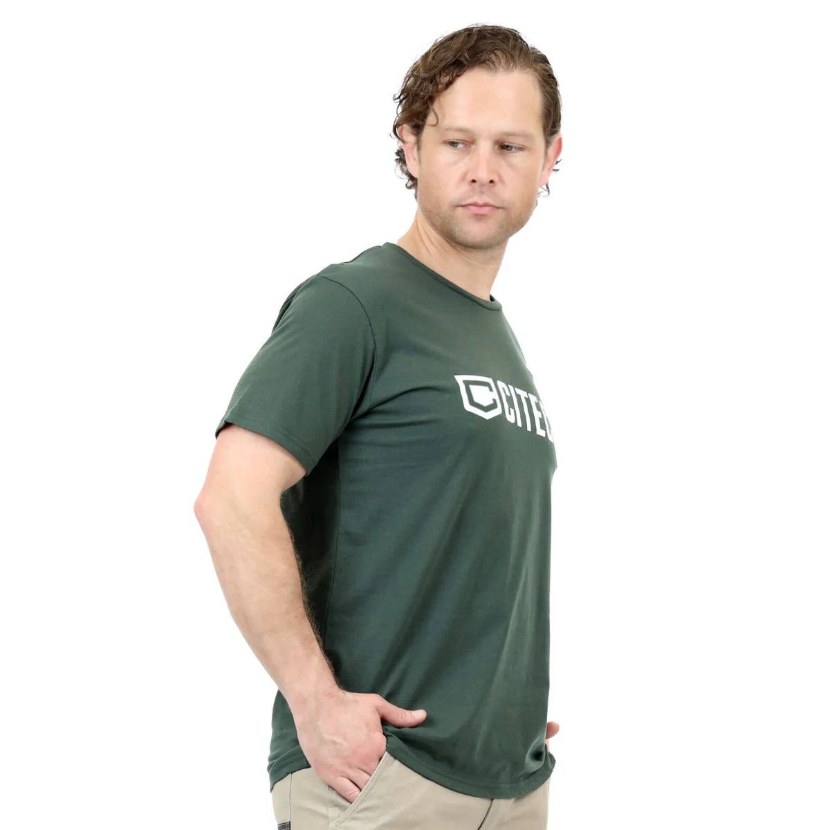 Citeco Khaki Tee Large - Men's T-Shirt - UPF 50+ Sun Protection - Soft Cotton/Polyester Blend - Image 3