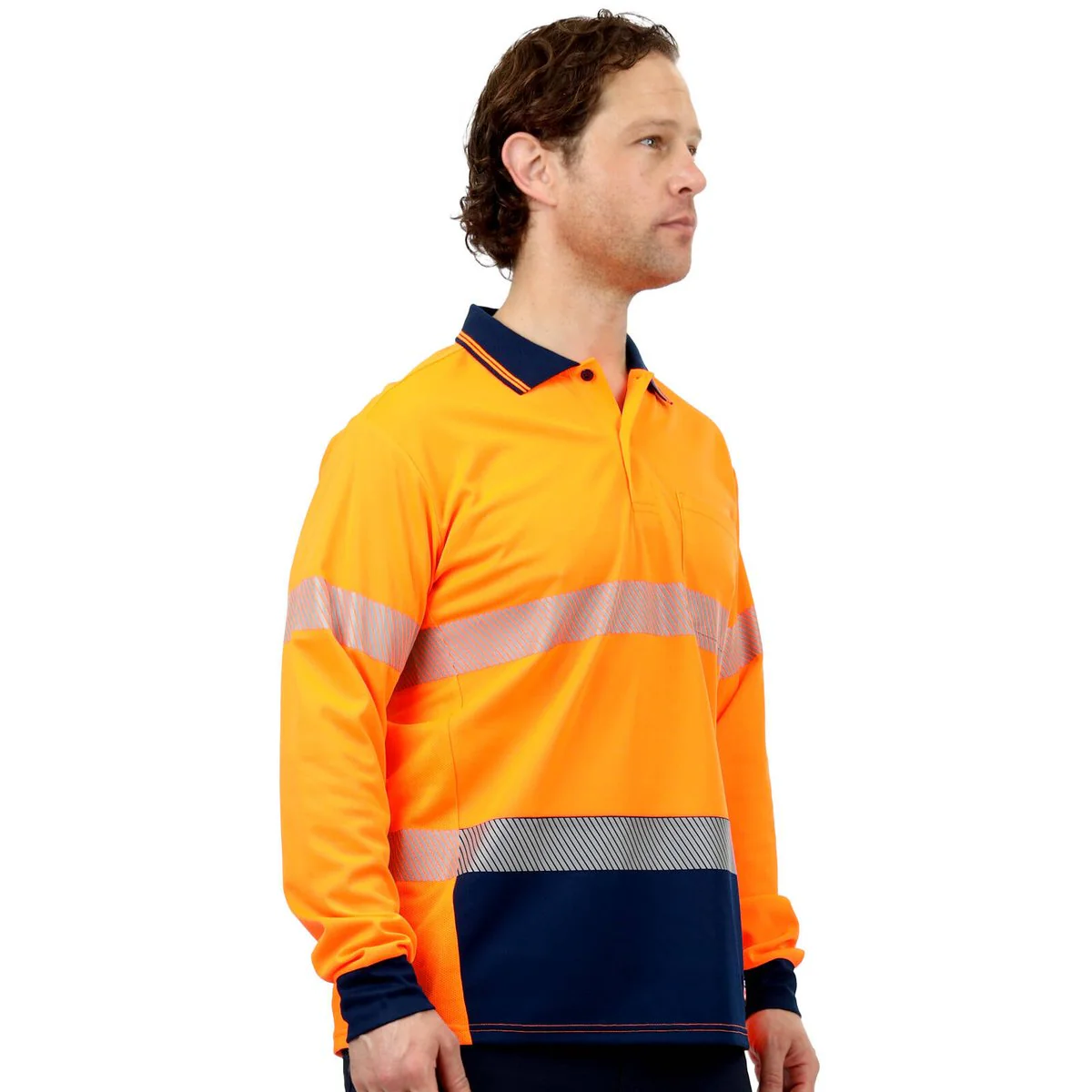 Citeco Orange Hi Vis Long Sleeve Polo Medium - Lightweight - Breathable - Image 4