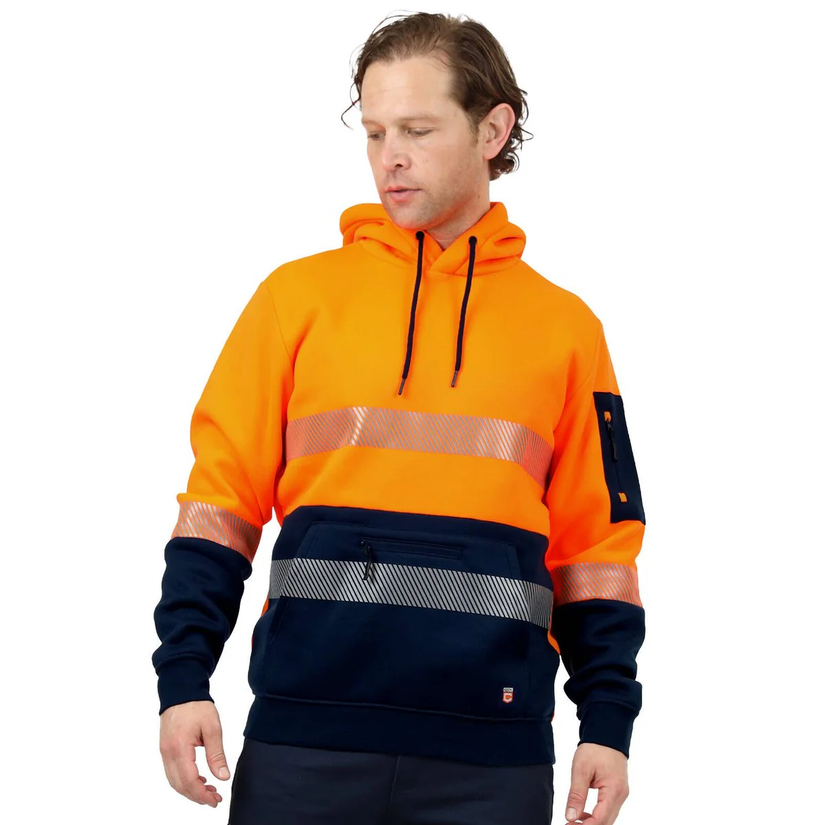 Citeco Orange Hi Vis Taped Hoodie Large - UPF 50+ - Reflective Tape - Soft Fleece - Image 2