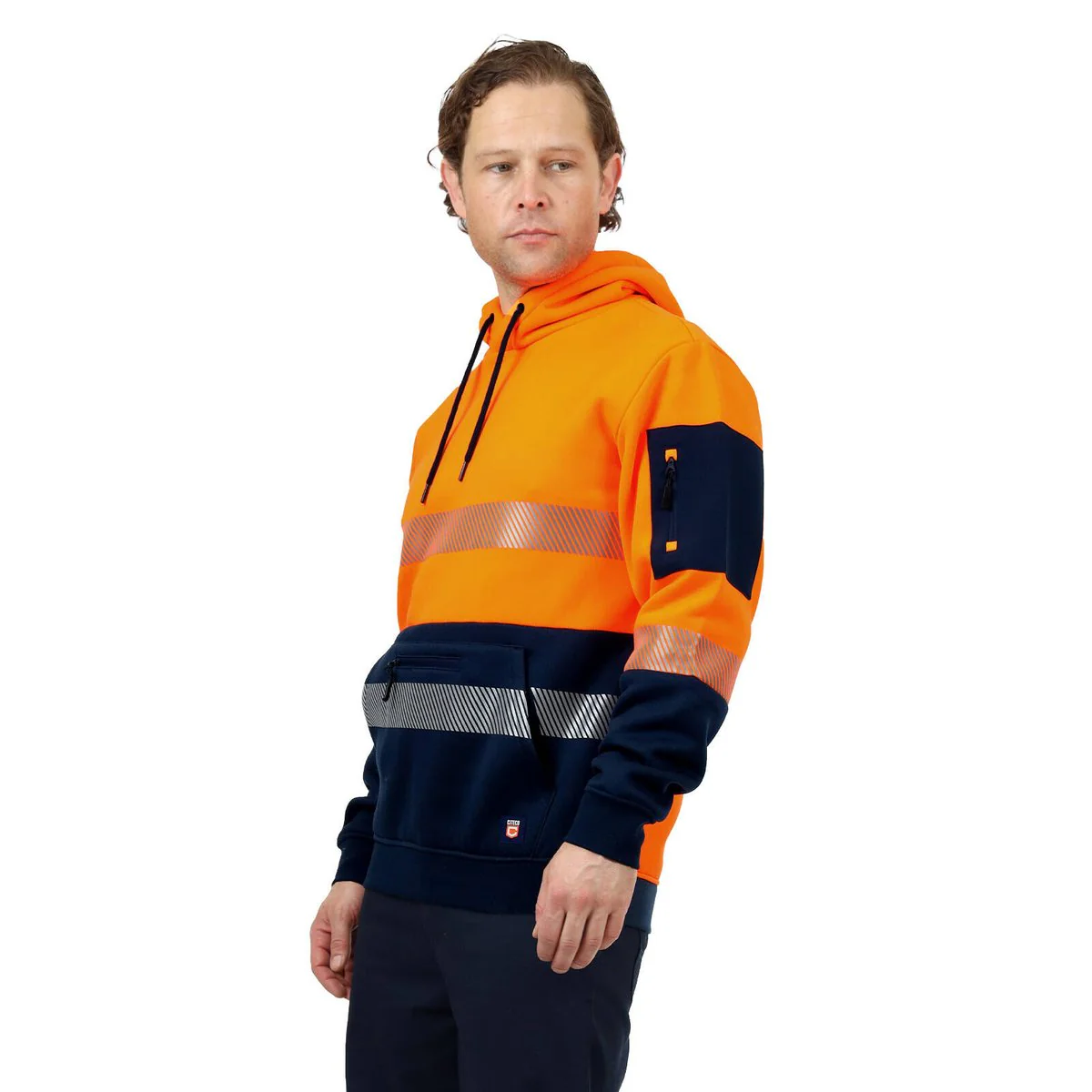 Citeco Orange Hi Vis Taped Hoodie - XL - Reflective Tape - UPF 50+ - Image 3
