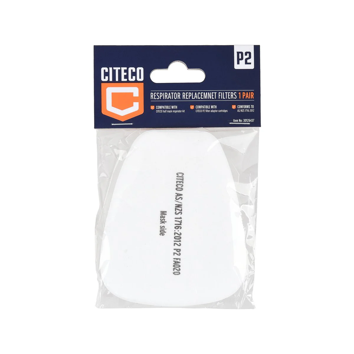 Citeco P2 Replacement Respirator Cartridge - Black - 0.2 kg - Airborne Particle Protection