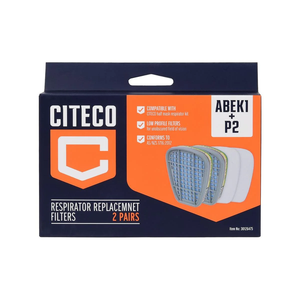 Citeco Replacement Respirator Cartridge ABEK1P2 - 120mm x 80mm x 75mm - Gas & Particle Protection