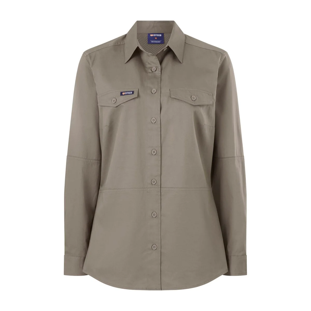 Citeco Size 18 Womens Long Sleeve Shirt - Khaki - UPF 50+ Sun Protection