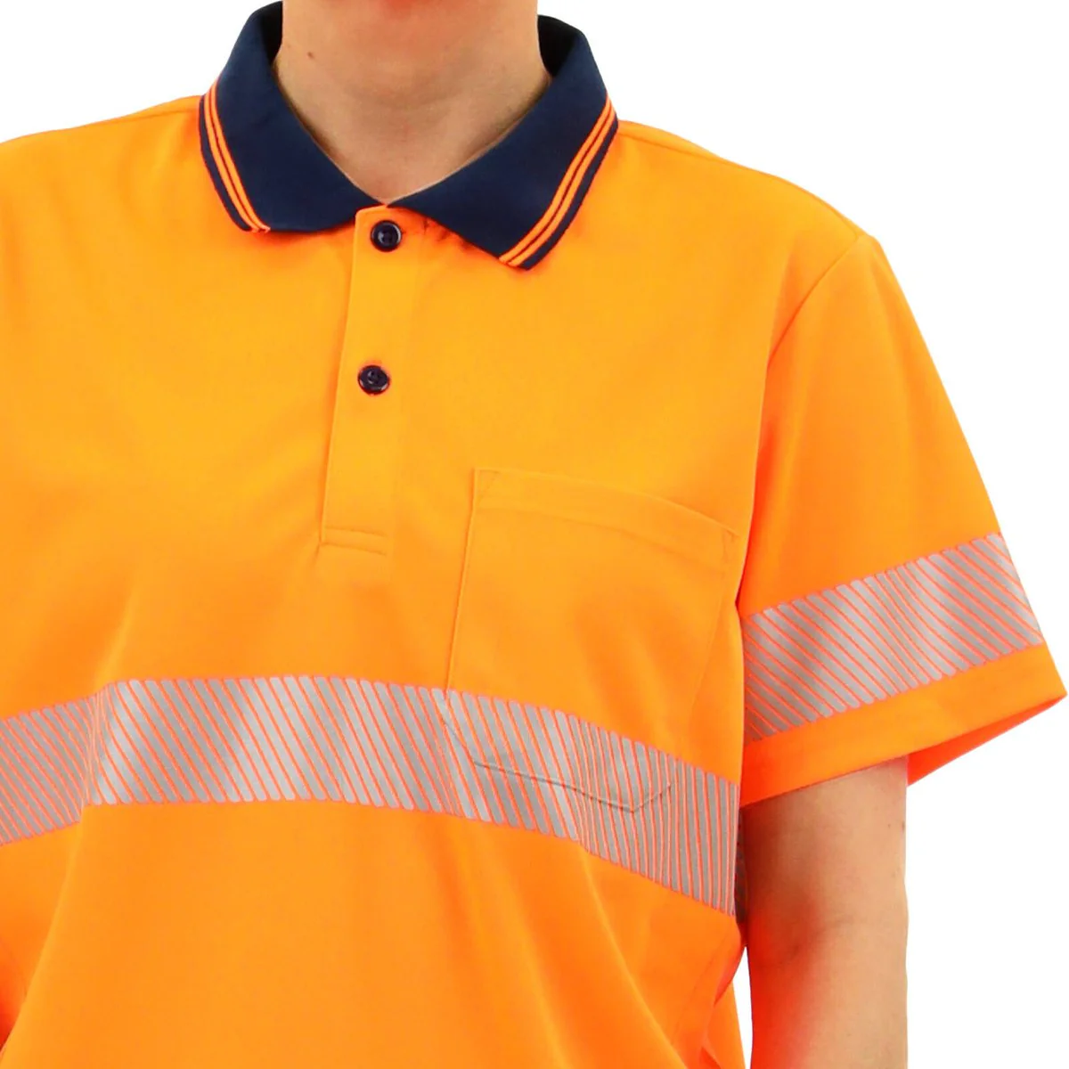 Citeco Womens Hi Vis Short Sleeve Polo 10 - Orange - Reflective Tape - Lightweight - Image 5