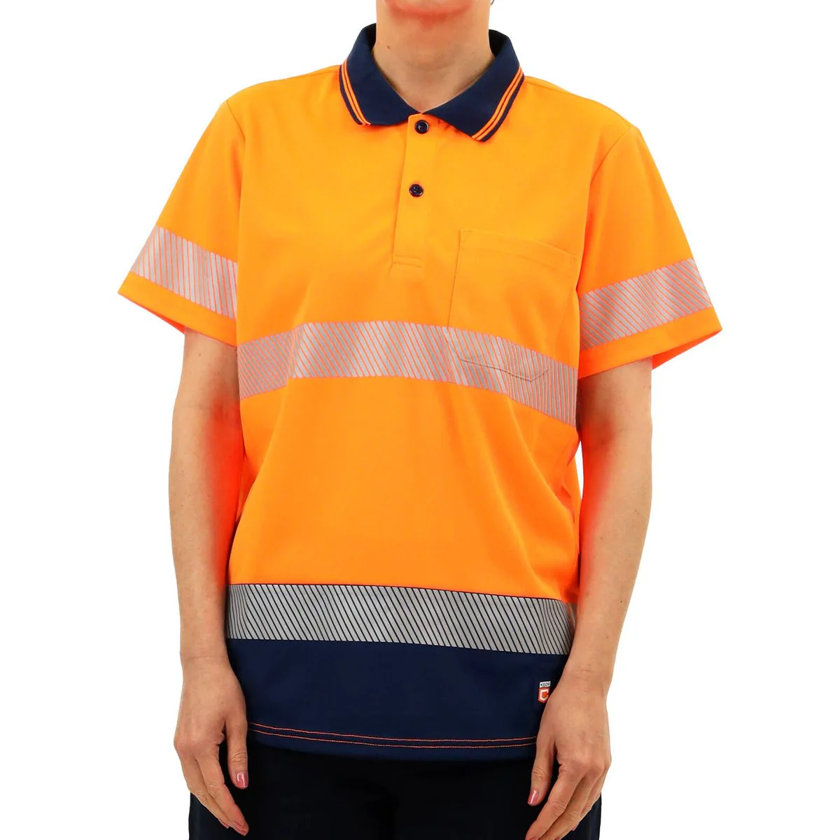 Citeco Womens Hi Vis Short Sleeve Polo 8 - Orange - Reflective - Lightweight - Image 3