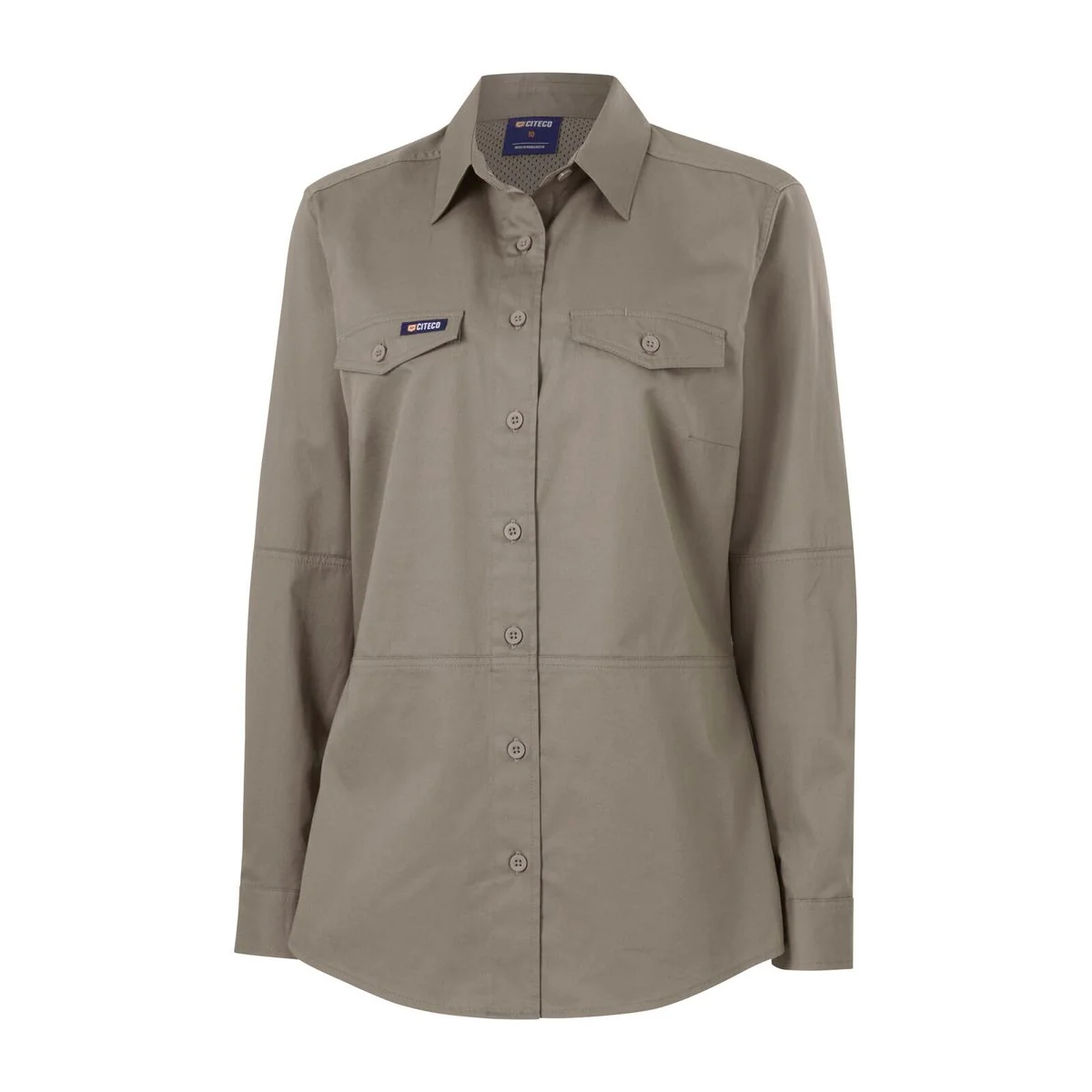 Citeco Womens Long Sleeve Shirt Size 16 - Khaki - UPF 50+ Protection - Breathable Cotton - Image 4