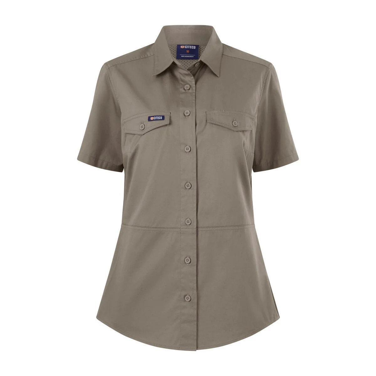 Citeco Womens Short Sleeve Shirt Size 12 - Khaki - UPF 50+ Sun Protection