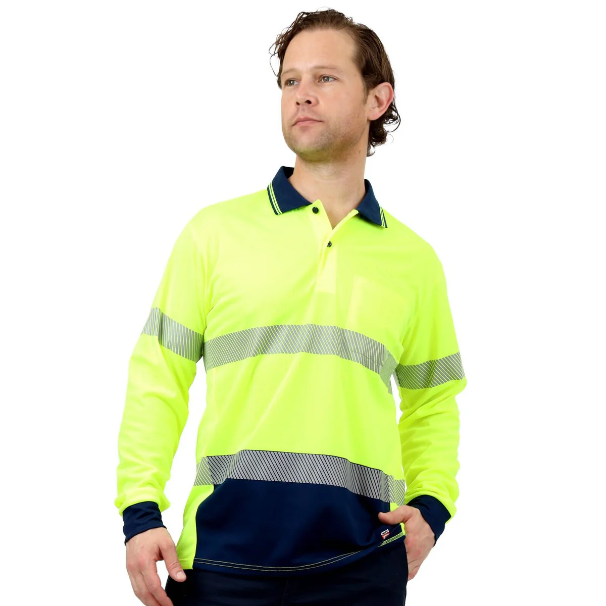 Citeco Yellow Hi Vis Long Sleeve Polo Medium - Reflective - Lightweight - Breathable - Image 2