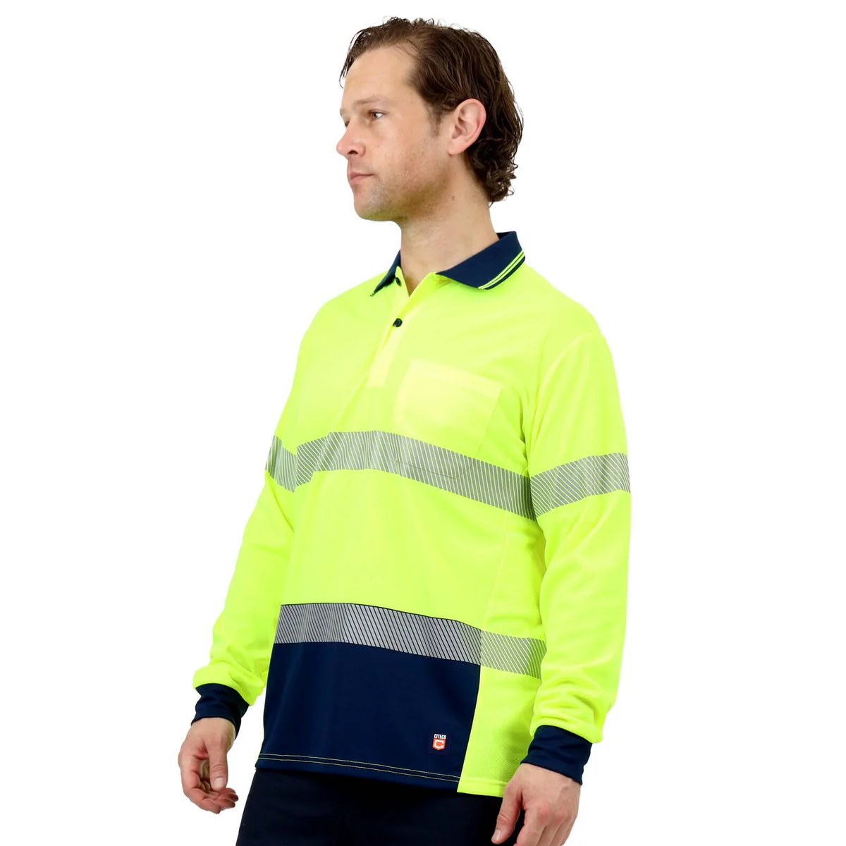Citeco Yellow Hi Vis Long Sleeve Polo Medium - Reflective - Lightweight - Breathable - Image 3