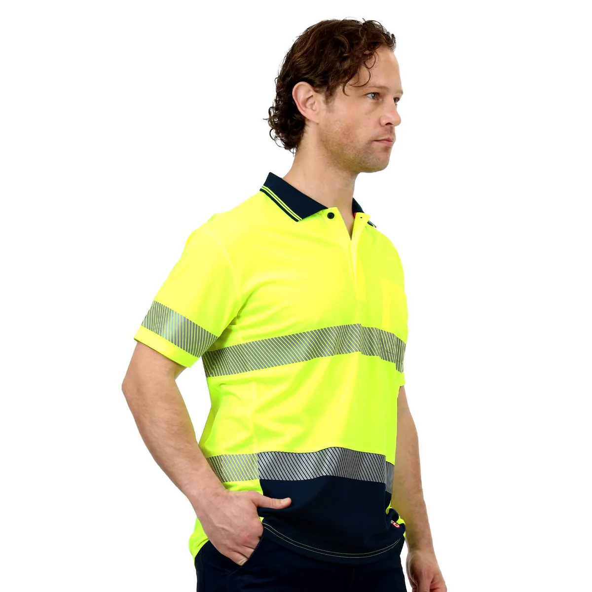 Citeco Yellow Hi Vis Short Sleeve Polo Medium - Reflective Tape - Breathable - Image 4