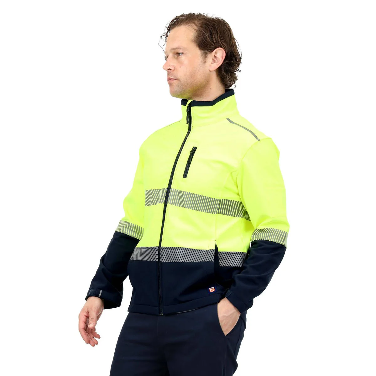 Citeco Yellow Hi Vis Soft Shell Jacket Medium - UPF 50+ - Fleece Lined - Reflective - Image 5