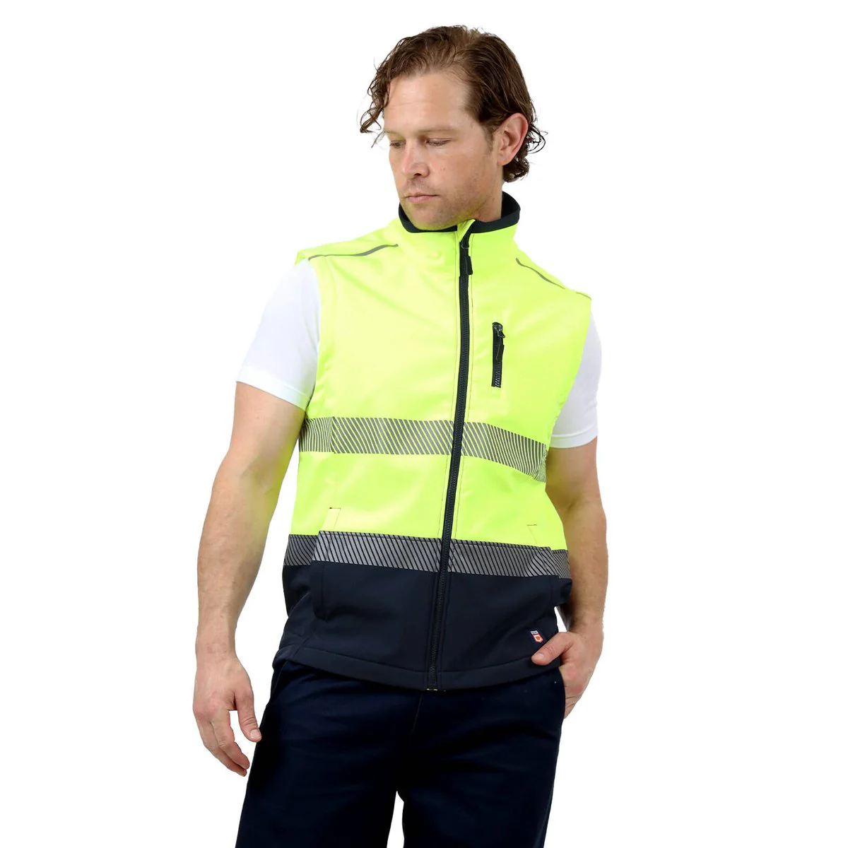 Citeco Yellow Hi Vis Soft Shell Vest 2XL - Reflective Tape - Fleece Lined - Image 2