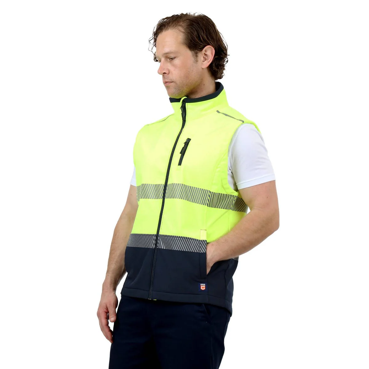 Citeco Yellow Hi Vis Soft Shell Vest Medium - 500mm x 820mm - Warm & Reflective - Image 3