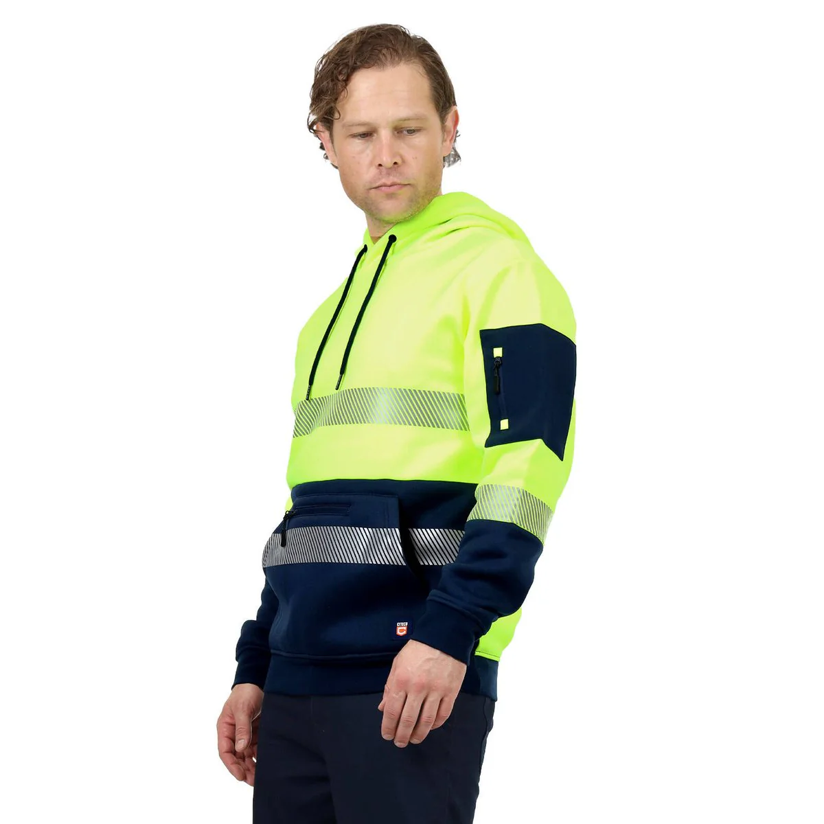 Citeco Yellow Hi Vis Taped Hoodie - XL - UPF 50+ - Reflective Tape - Image 3