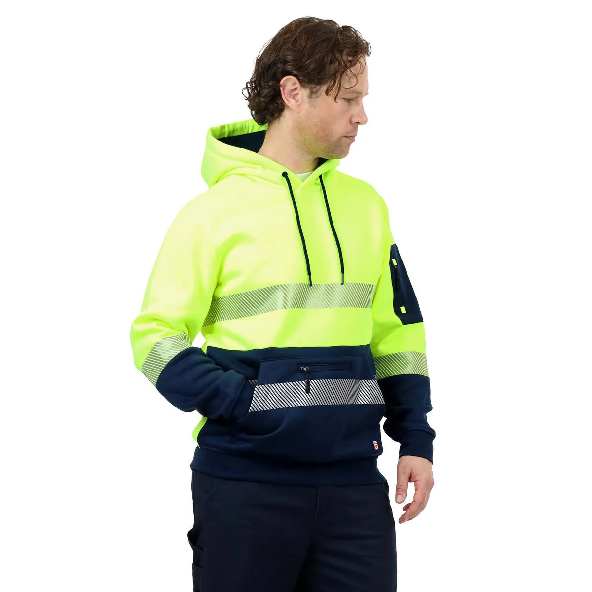 Citeco Yellow Hi Vis Taped Hoodie - XL - UPF 50+ - Reflective Tape - Image 4