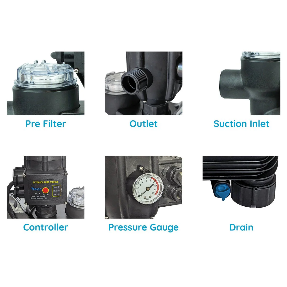 Claytech Ecoboost 3 Constant Pressure Pump - 3800L/Hr - Self-Priming - 43m Max Head - Image 4