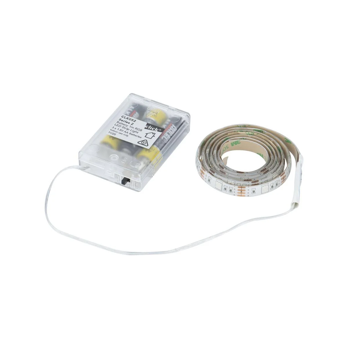 Click 1m RGB LED Battery Operated Strip Light - 20 Colour Variations - Indoor Use