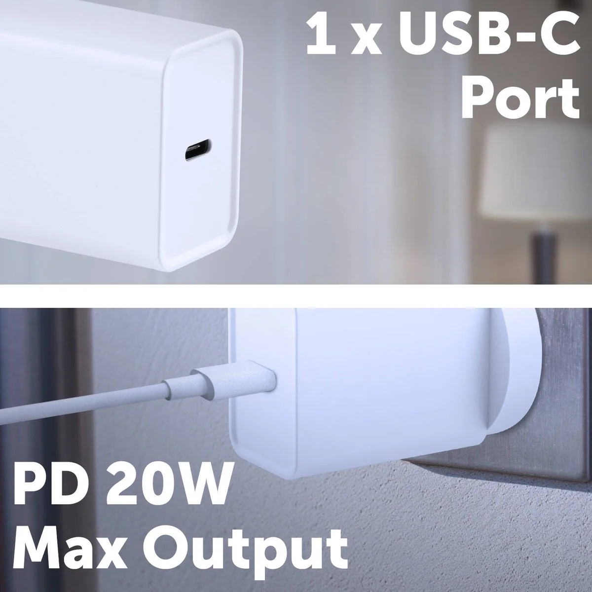 Click 20W USB-C Wall Charger - Compact Design - White - Efficient Charging - Image 2