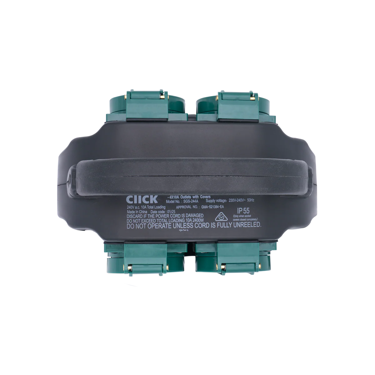 Click 4 Outlet Garden Socket with Handle - 4 x 10A - IP55 Protection - 1.5m Cable - Image 2