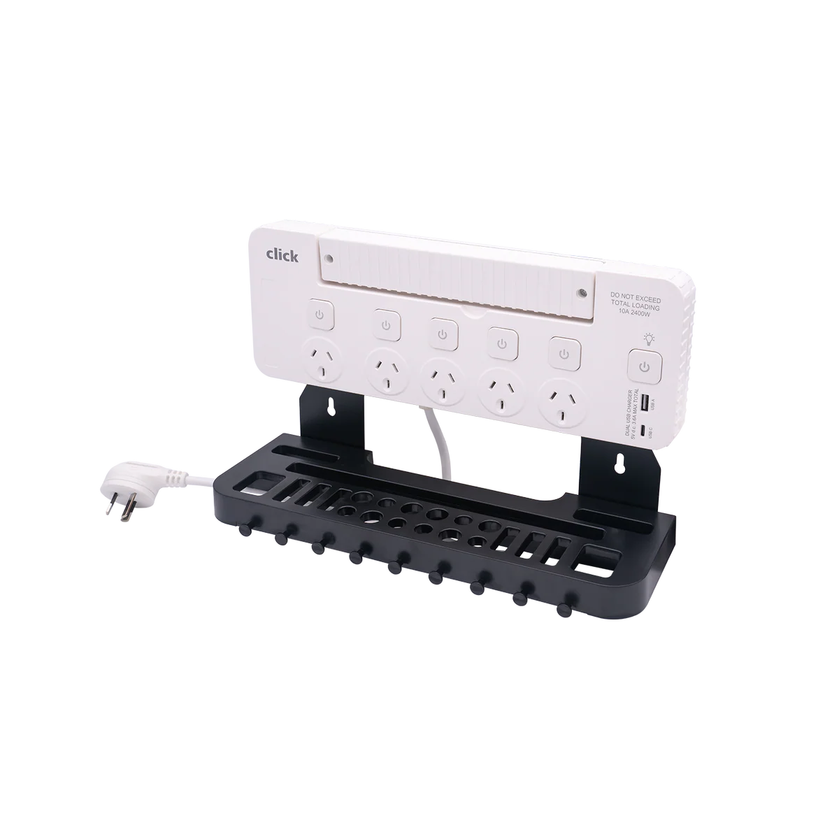 Click 5 Outlet Power Board Tool Rack with LED Light - 1.8m Cable - Adjustable - Image 2