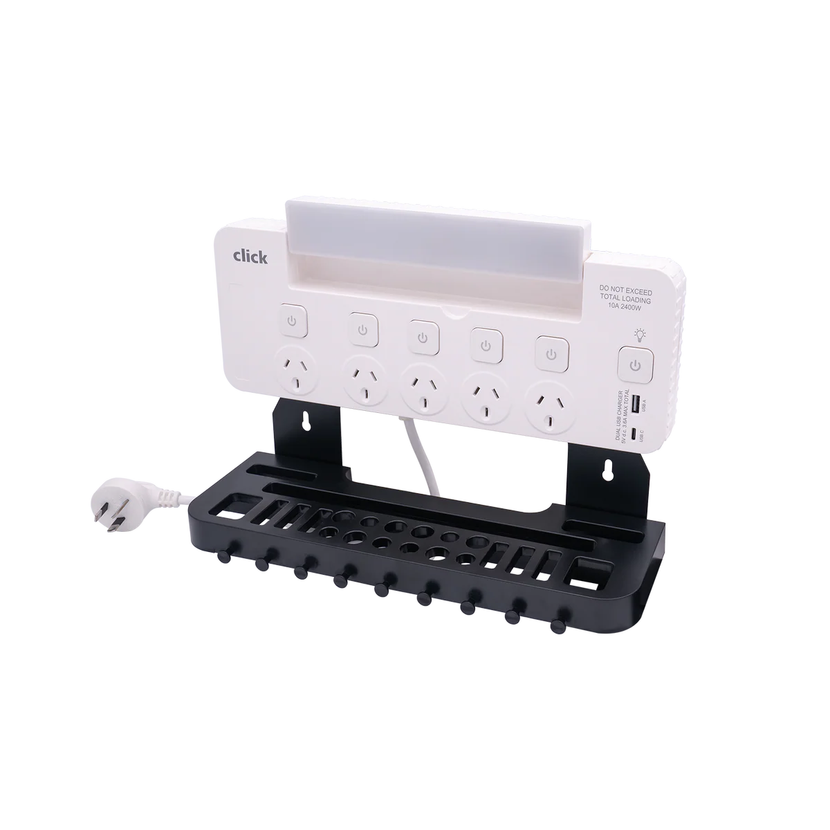 Click 5 Outlet Power Board Tool Rack with LED Light - 1.8m Cable - Adjustable - Image 4