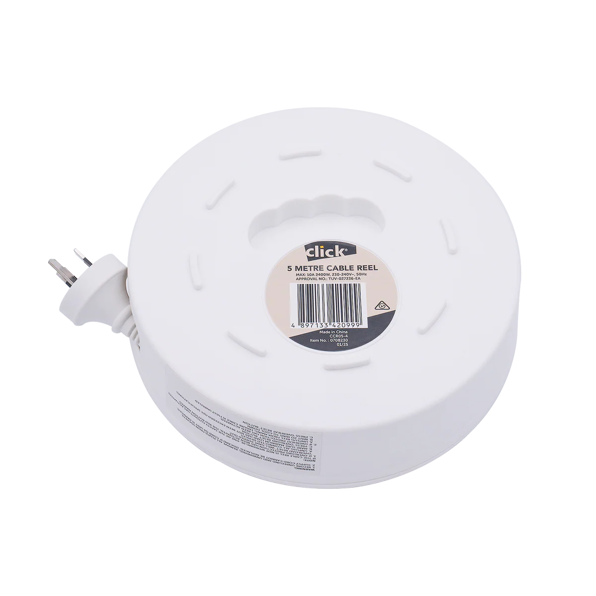 Click 5m Cable Reel - 4 Power Outlets - On/Off Switch - Safety Features - Image 3